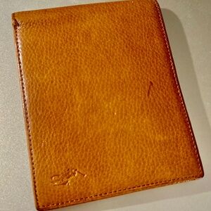 Vintage Brown Ralph Lauren Men's Wallet Pebbled Leather Logo Bifold